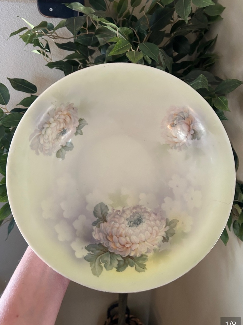 Antique Prov Saxe E.S. Germany Hand Painted Chrysanthemum Bowl c. 1910